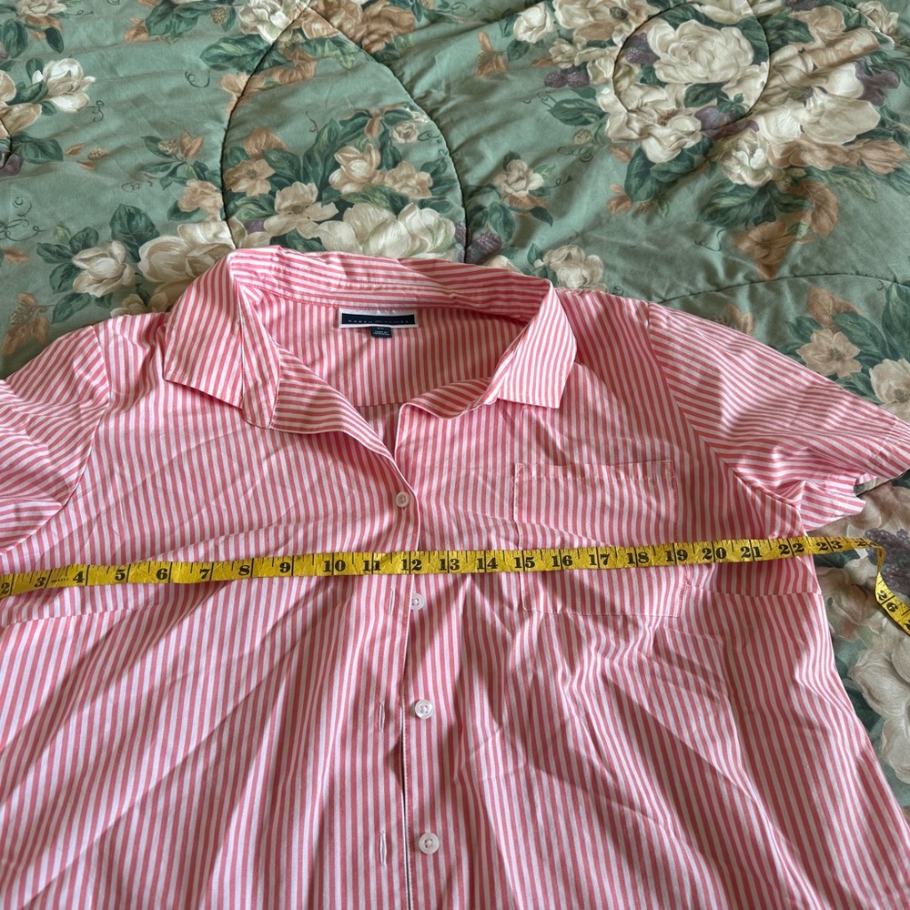 Karen Scott Pink and White Striped Button-Down Shirt - Picture 2 of 4